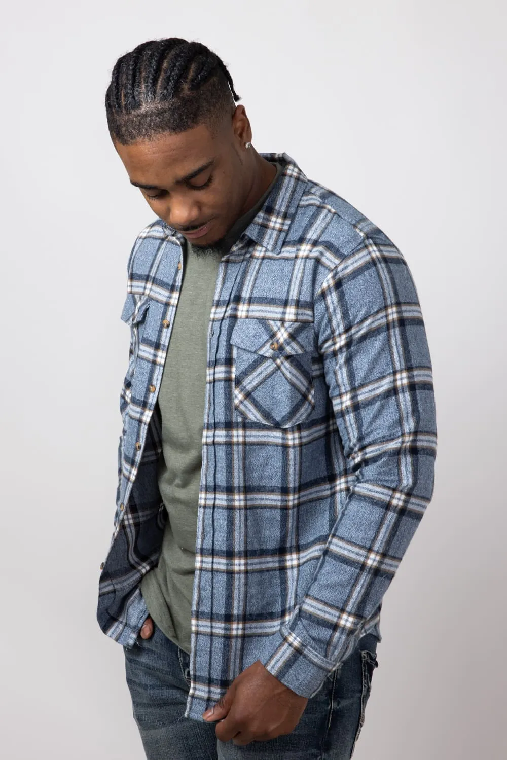 1897 Plaid Flannel Shirt for Men in Navy  | 5PW7121M-NAVY