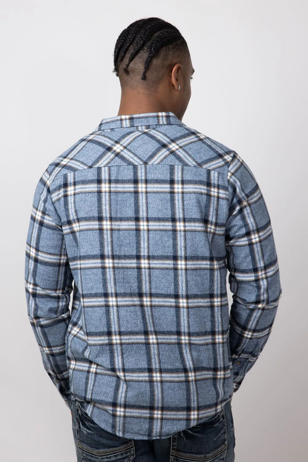 1897 Plaid Flannel Shirt for Men in Navy  | 5PW7121M-NAVY
