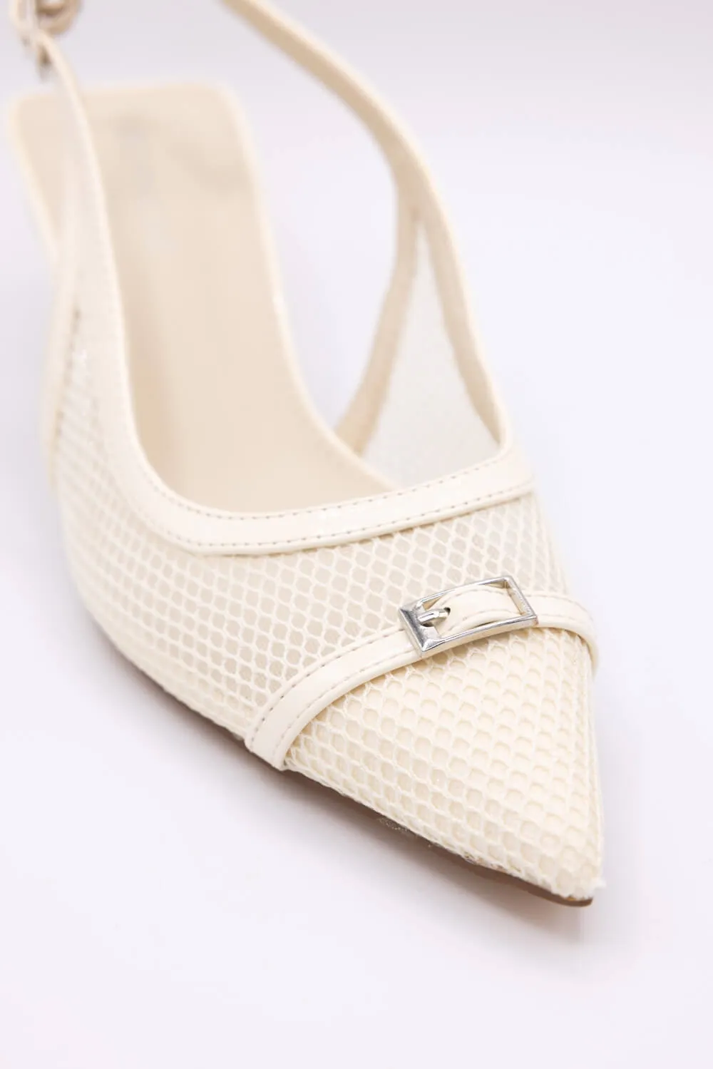 Berness Terra Mesh Kitten Heels for Women in Beige | TERRA-BEIGE