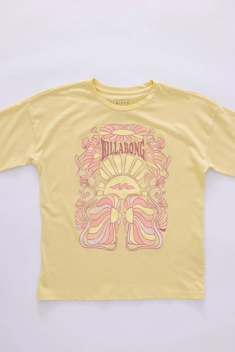 Billabong Youth Never Grow Up Oversized Graphic T-Shirt for Girls in Yellow | 25BSSIA77S-731