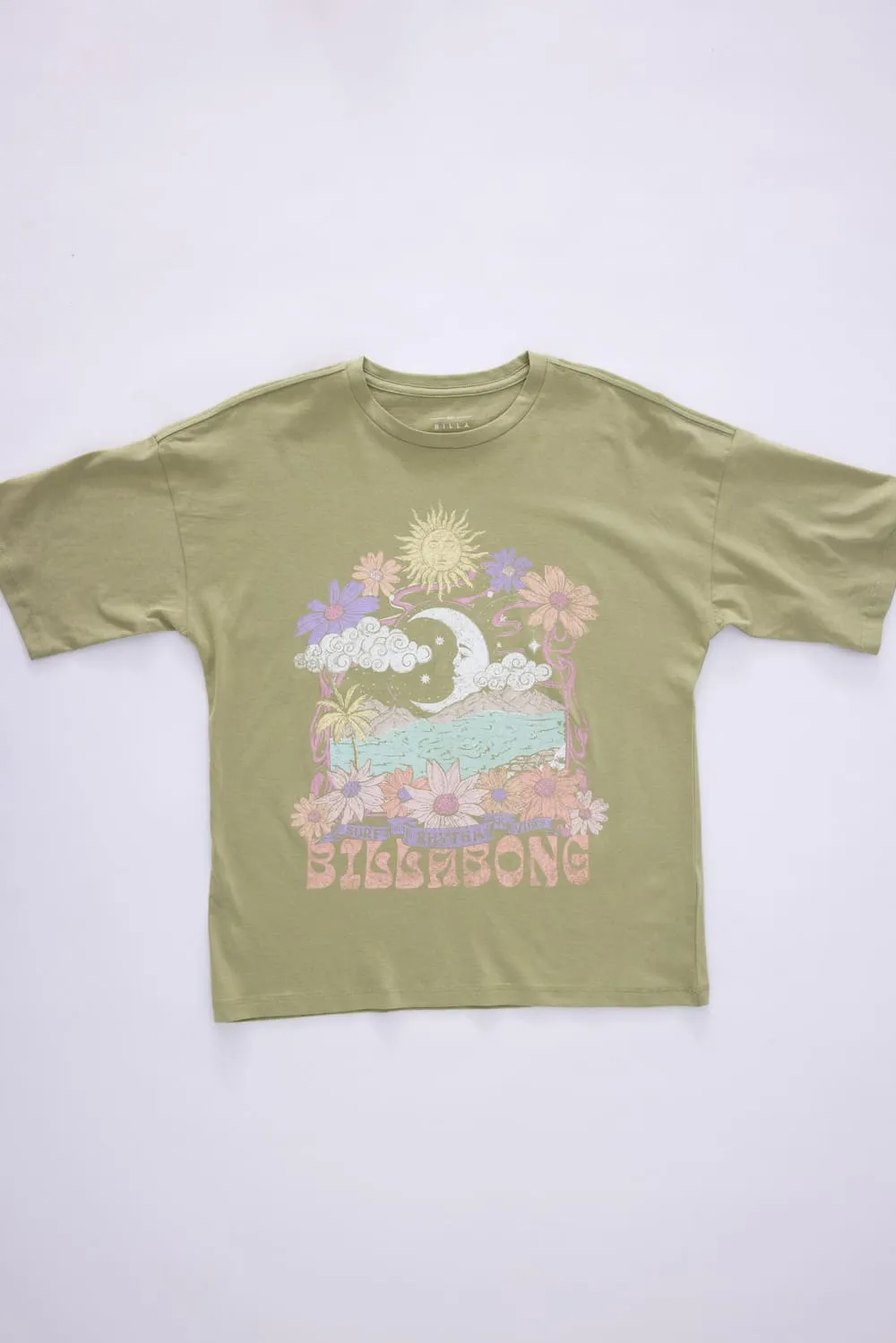 Billabong Youth Surf Rhythm Oversized Graphic T-Shirt for Girls in Avocado Green | 25BSSIA79S-311