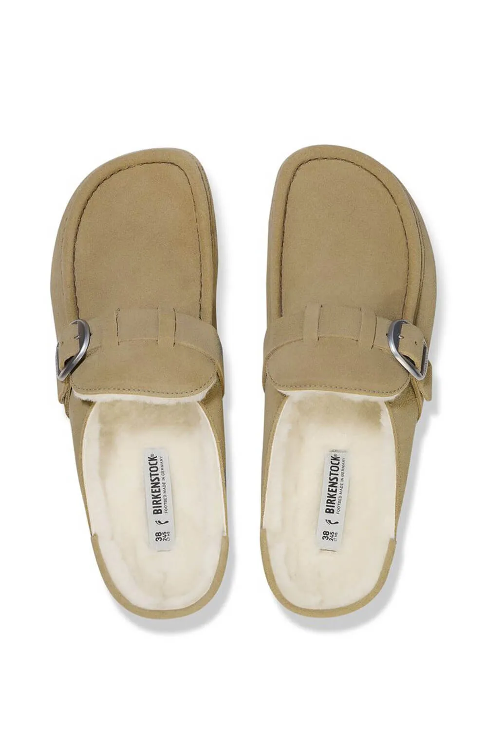 Birkenstock Buckley Shearling Suede Mules for Women in Taupe | 1028633
