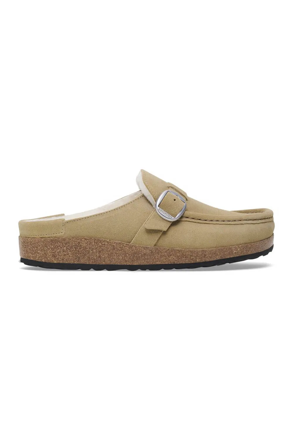 Birkenstock Buckley Shearling Suede Mules for Women in Taupe | 1028633