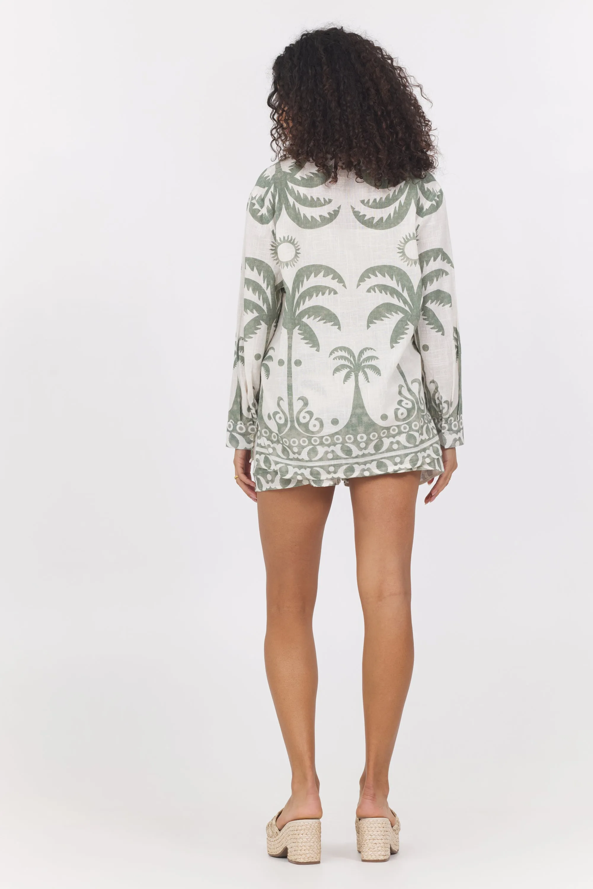 Border Print Button Up