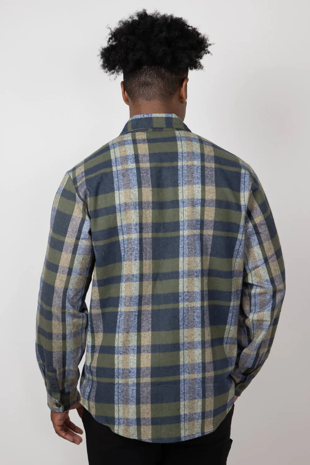 Brawny Flannel for Men in Navy Green | EZ71551BF-NAVYGREEN
