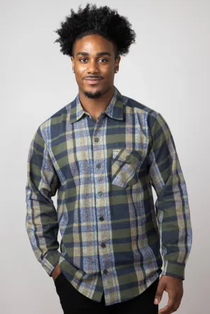 Brawny Flannel for Men in Navy Green | EZ71551BF-NAVYGREEN