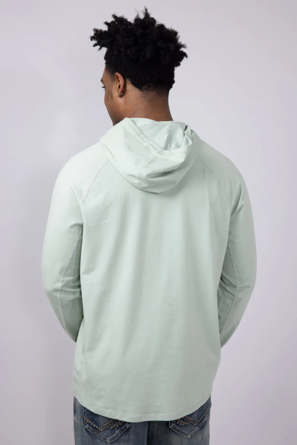 Carhartt Force Relaxed Fit Midweight Long Sleeve Logo Hooded T-Shirt for Men in Sage | 106654-G17-SAGE