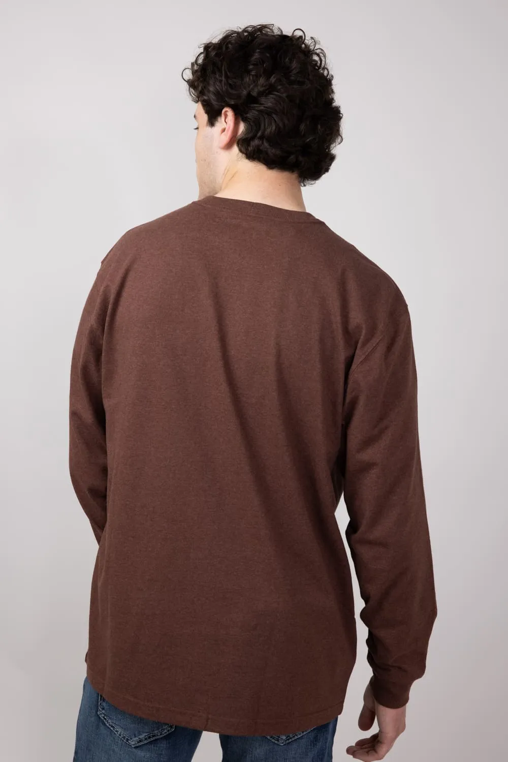 Carhartt Loose Fit Heavyweight Logo Graphic Long Sleeve T-Shirt for Men in Mocha | K231-B86-MOCHA