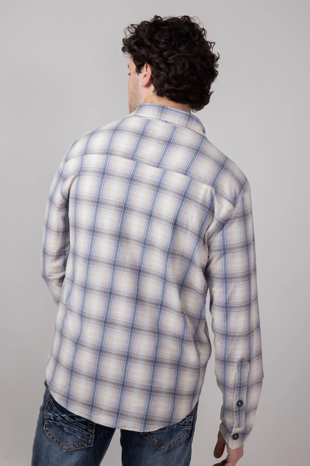 Hallstatt Knit Button Up Flannel Shirt for Men in Sand | HK033-SAND