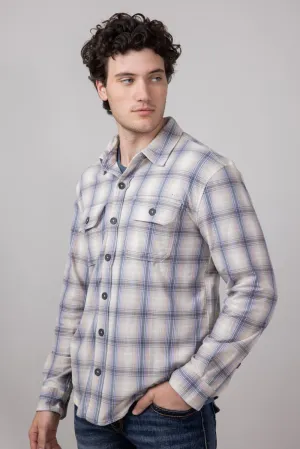 Hallstatt Knit Button Up Flannel Shirt for Men in Sand | HK033-SAND