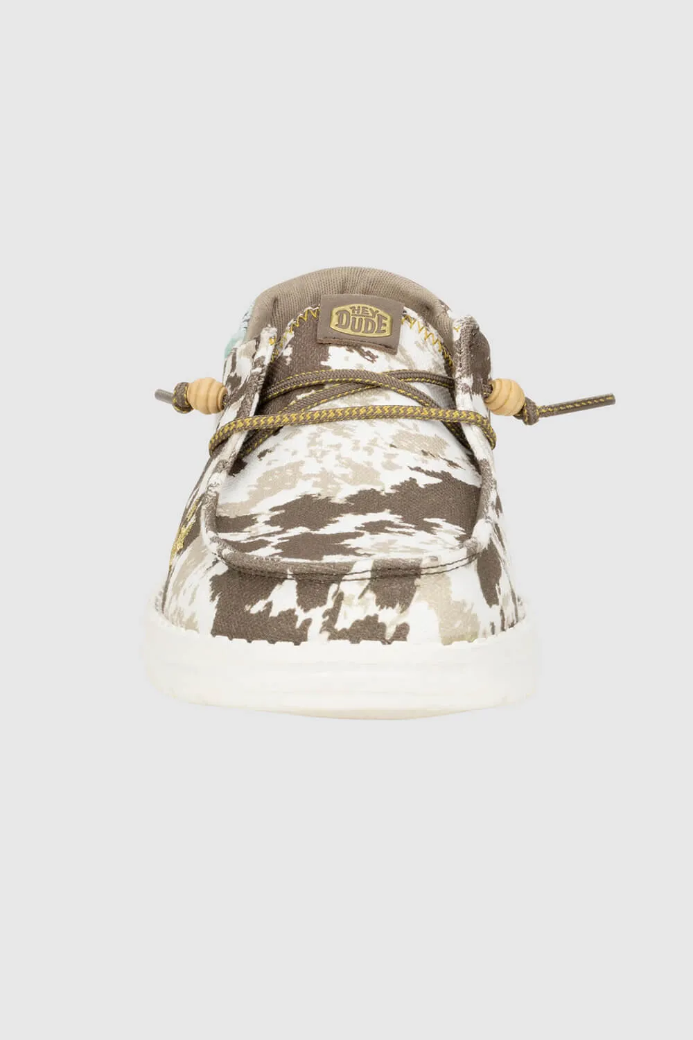 HEYDUDE Women’s Wendy Disco Cow Print Shoes in Tan | 41876-265