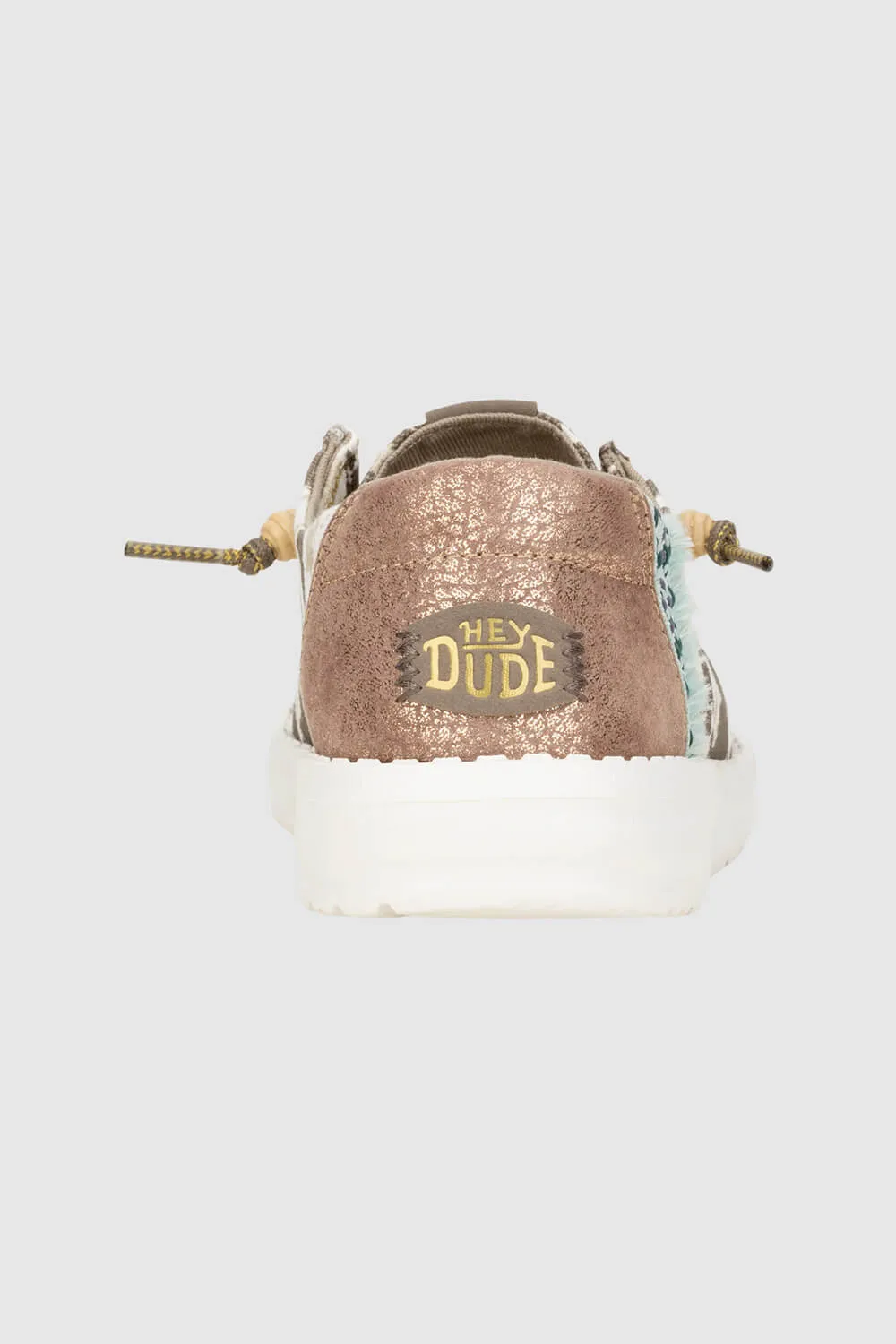 HEYDUDE Women’s Wendy Disco Cow Print Shoes in Tan | 41876-265