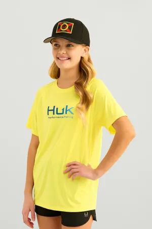 Huk Fishing Pursuit T-Shirt for Kids in Yellow | H7120101-726-YELLOW