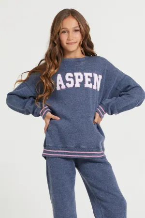 Kids Navy Aspen Patch Crew