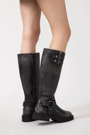 MIA Franco Buckle Tall Boots for Women in Black | MH240803-BLACK