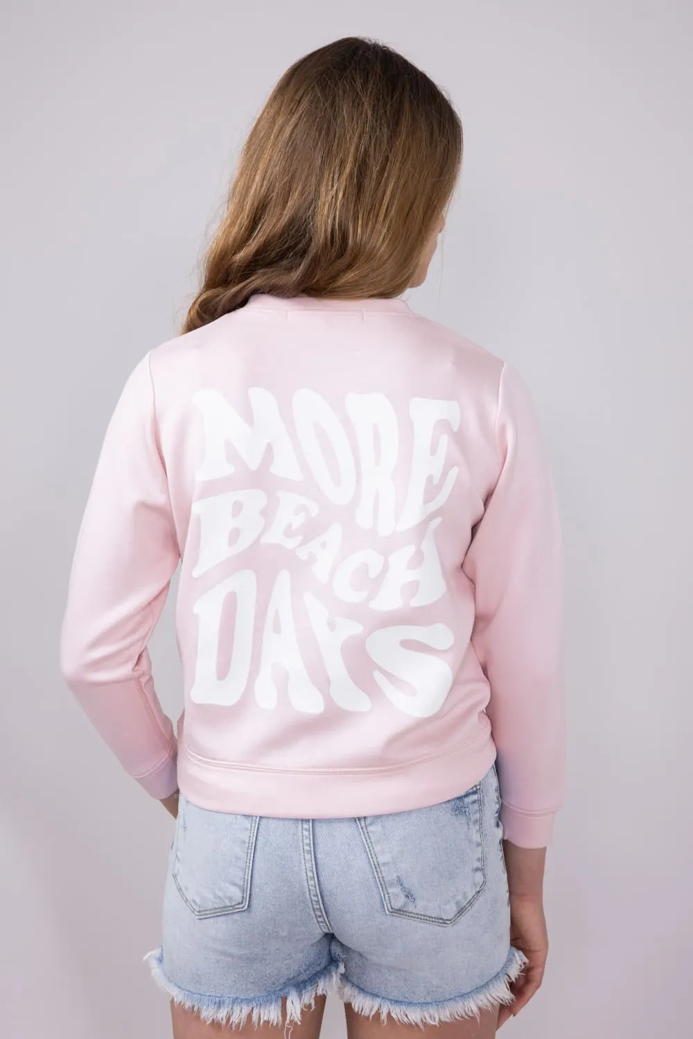 Ocean Drive Youth More Beach Days Sweatshirt for Girls in Pink | KB12047-722-CLOUDCREW-HPINK