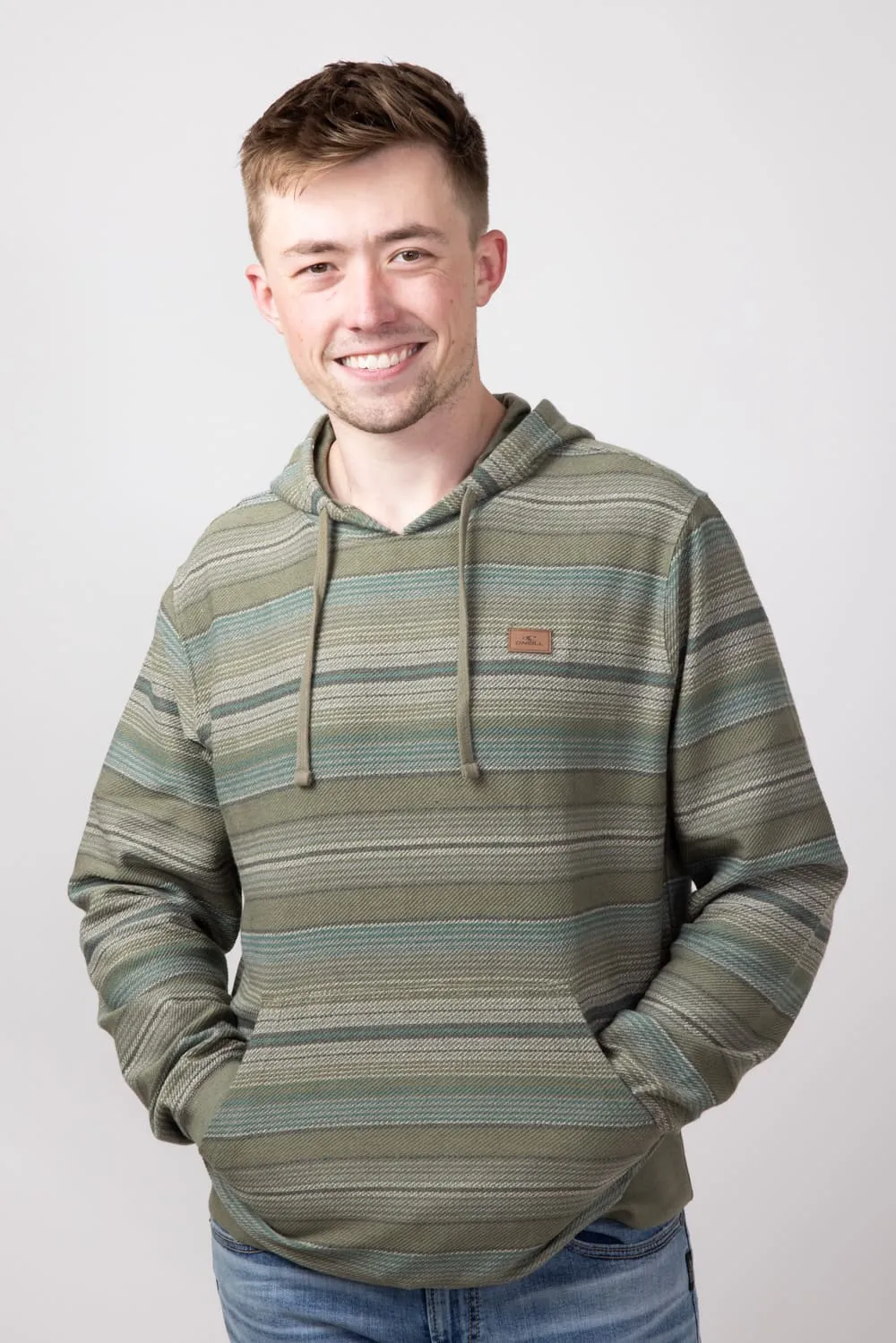O’Neill Bavaro Stripe Pullover for Men in Midnight Deep Lichen Green | FA4110100-DLG