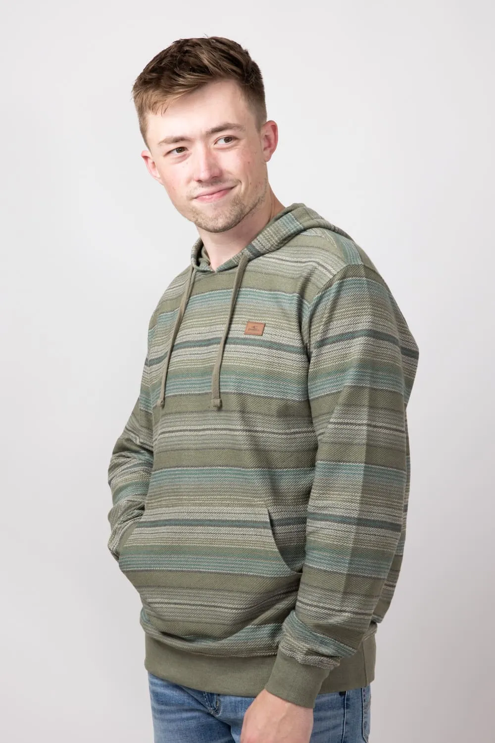 O’Neill Bavaro Stripe Pullover for Men in Midnight Deep Lichen Green | FA4110100-DLG