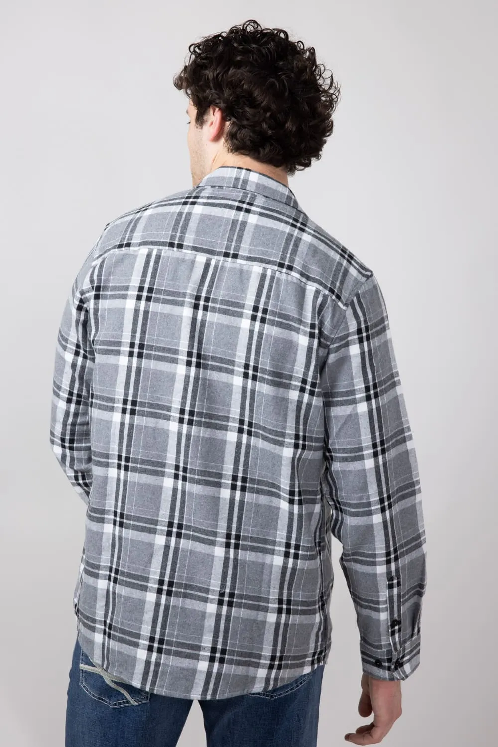 Plaid Flannel Shirt for Men in Grey | TQ8281GL-GREY