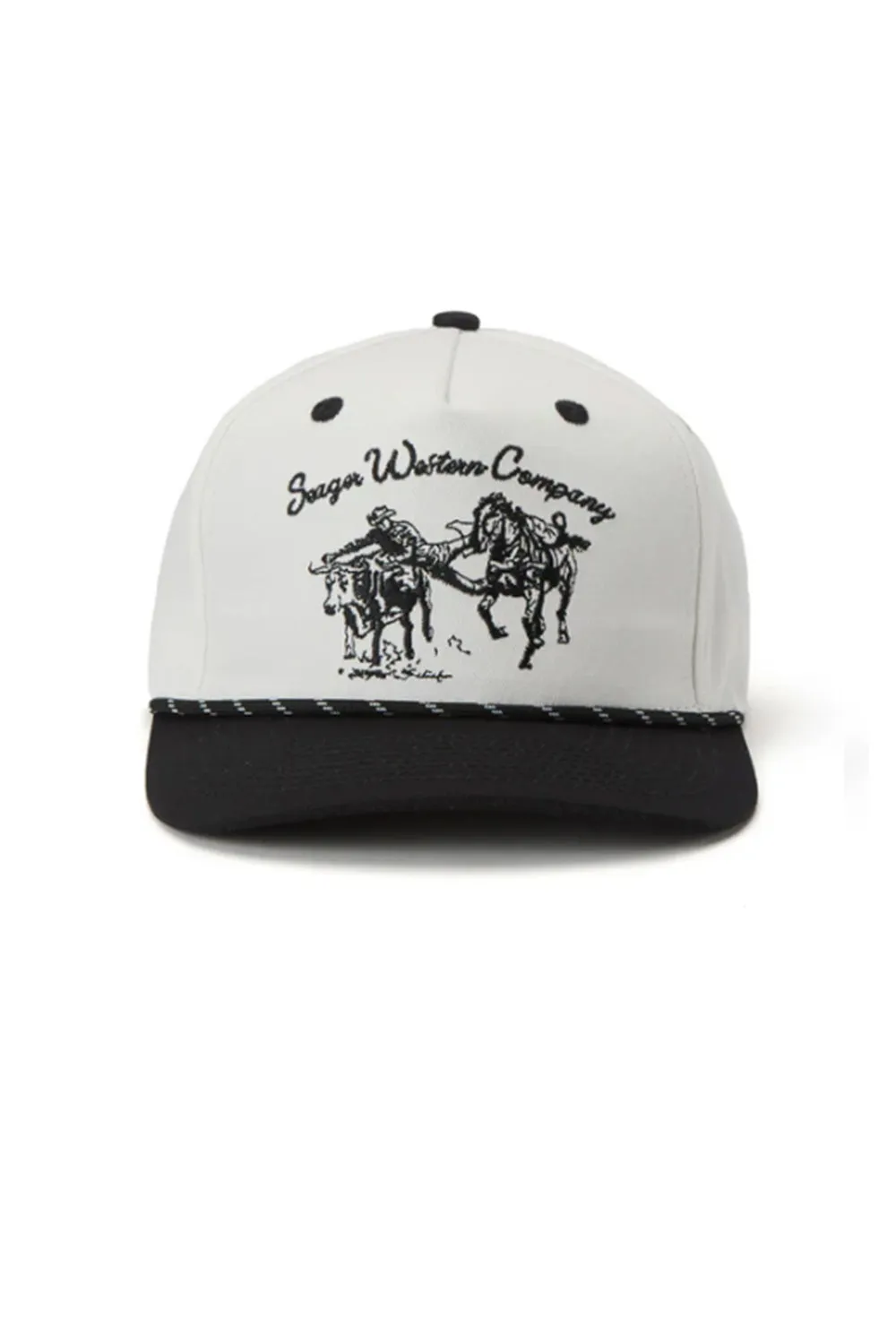 Seager Los Rios Canvas Snapback Hat for Men in Cream/Black | MHSP25LOSRIBCRM