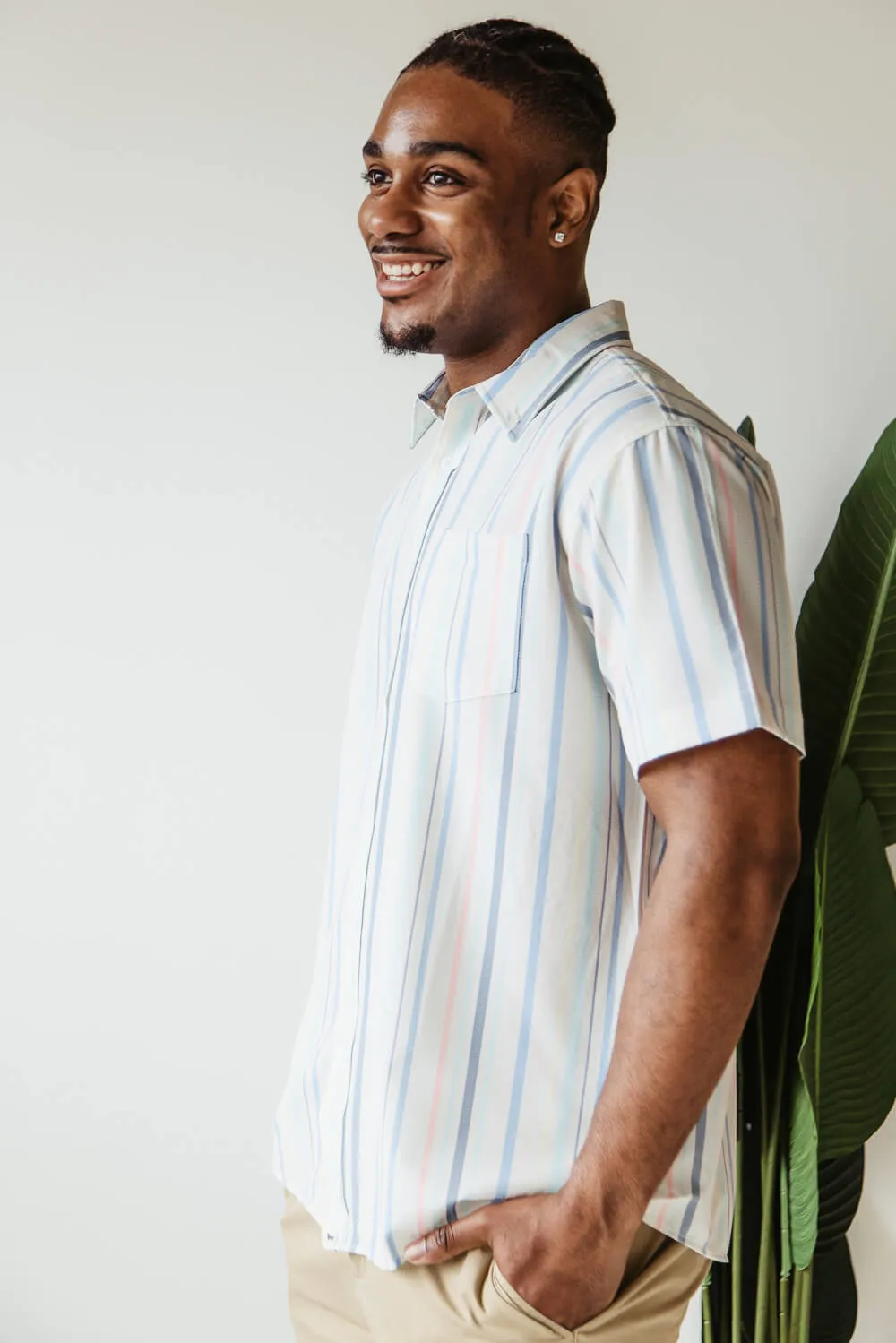 Simply Southern Stripe Button Down Shirt for Men in White | PP-0124-MN-BTNDWN-STRIPE