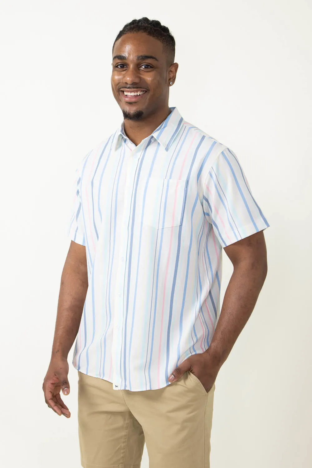 Simply Southern Stripe Button Down Shirt for Men in White | PP-0124-MN-BTNDWN-STRIPE
