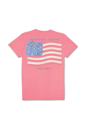 Simply Southern Youth American Honey T-Shirt for Girls in Pink | YTH-SS-AMERICANHNY-FNCYCNDY