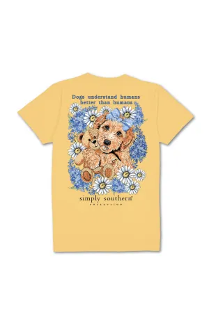 Simply Southern Youth Dogs Understand T-Shirt for Girls in Yellow | YTH-SS-DOGTEDDY-YLWHZ