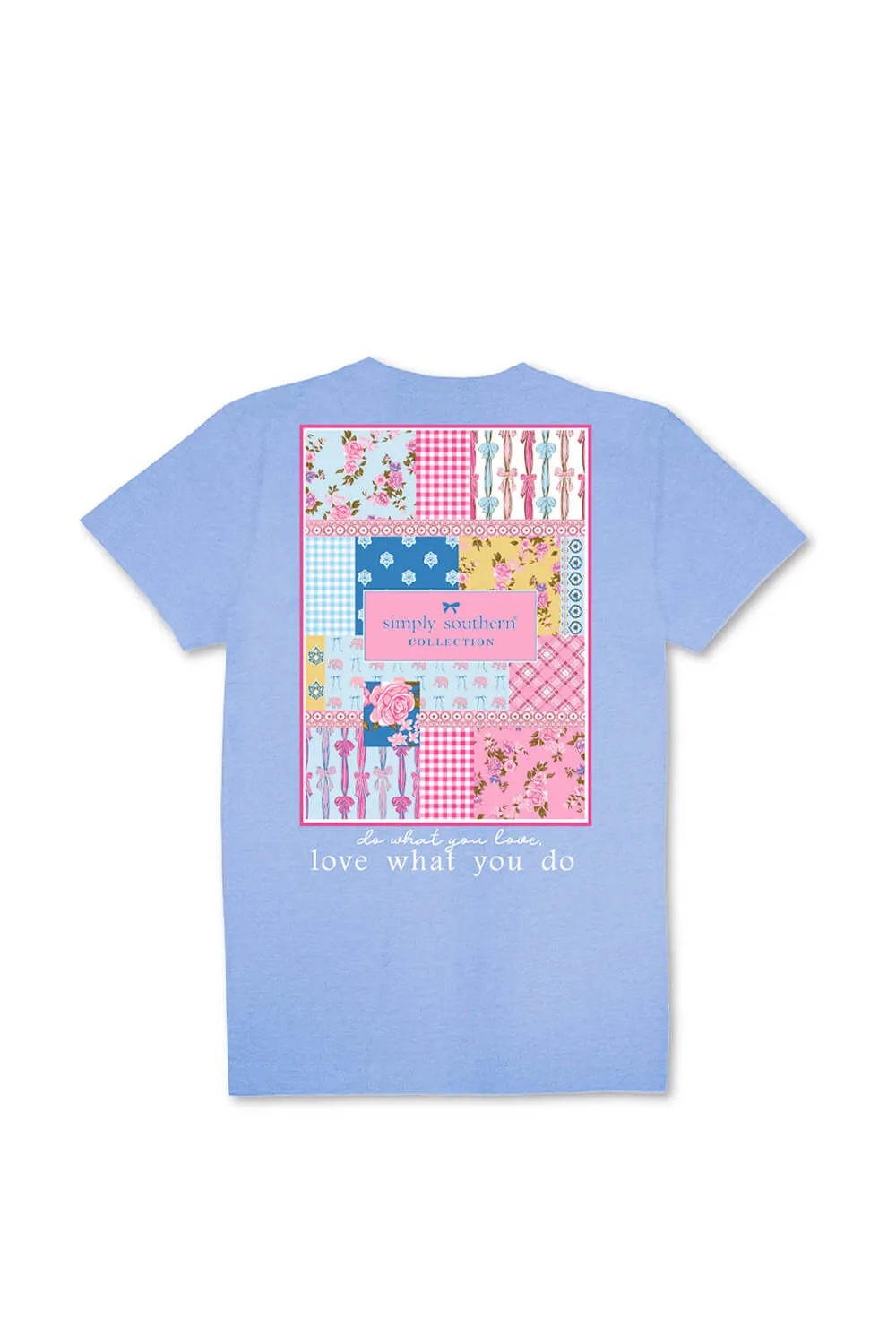 Simply Southern Youth Patch Work Logo T-Shirt for Girls in Wave Blue | YTH-SS-PATCHLOGO-WAVE