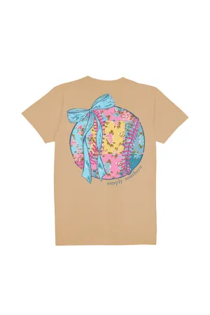 Simply Southern Youth Patched Baseball T-Shirt for Girls in Khaki | YTH-SS-PATCHBALL-KHAKI