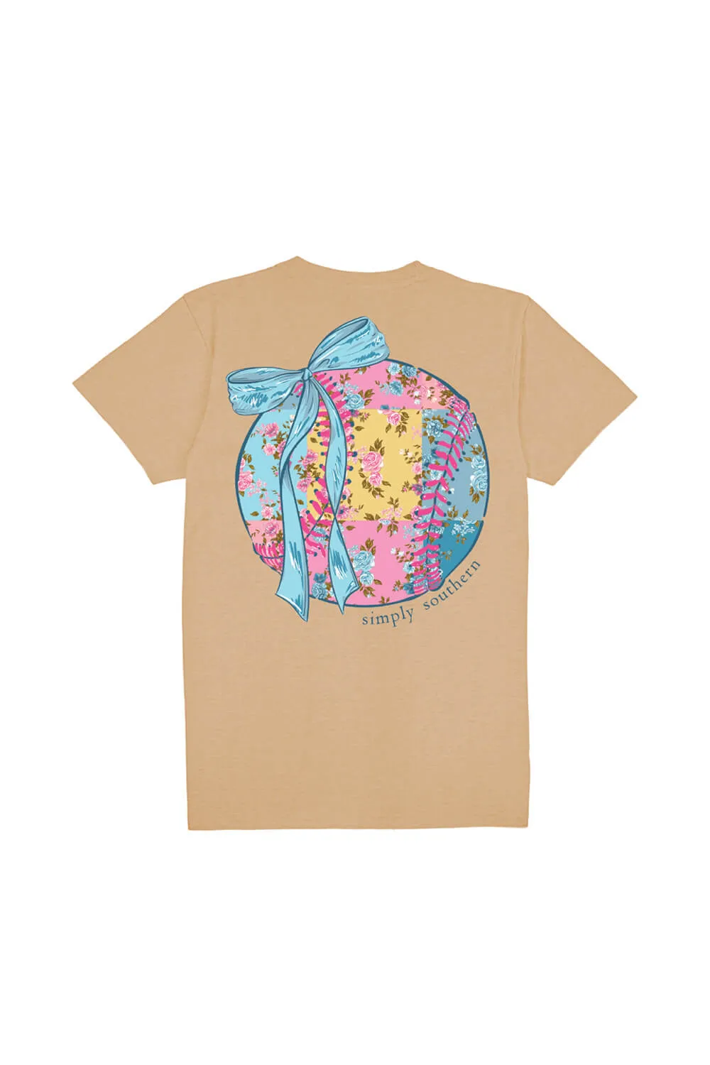 Simply Southern Youth Patched Baseball T-Shirt for Girls in Khaki | YTH-SS-PATCHBALL-KHAKI