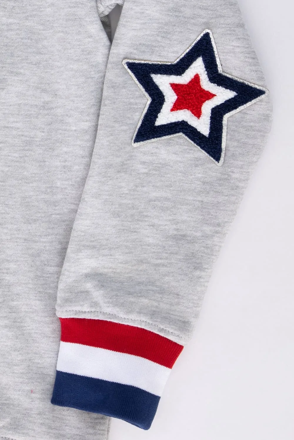 Simply Southern Youth Sequined USA Varsity Crew Sweatshirt for Girls in Grey | 0125-YTH-CRW-VRSTY2-GRYUSA