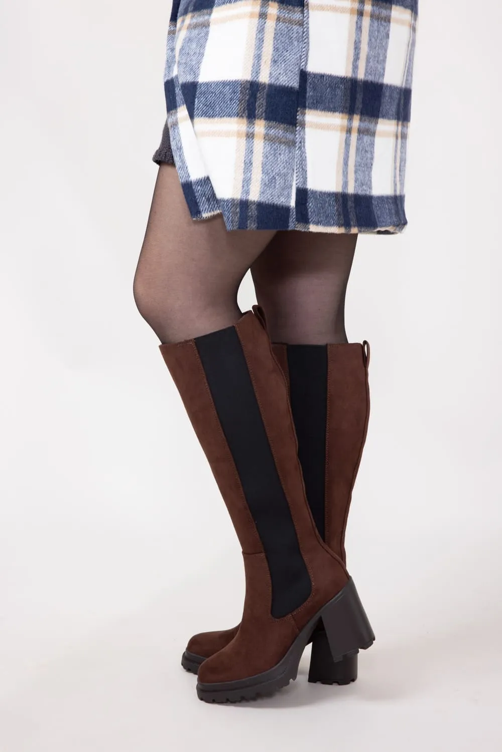 Soda Hyland Tall Lug Boots for Women in Brown  | HYLAND-S NEW LT BROWN