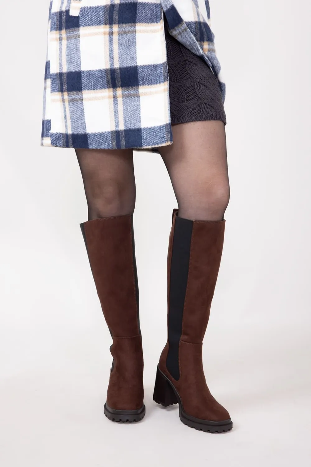Soda Hyland Tall Lug Boots for Women in Brown  | HYLAND-S NEW LT BROWN