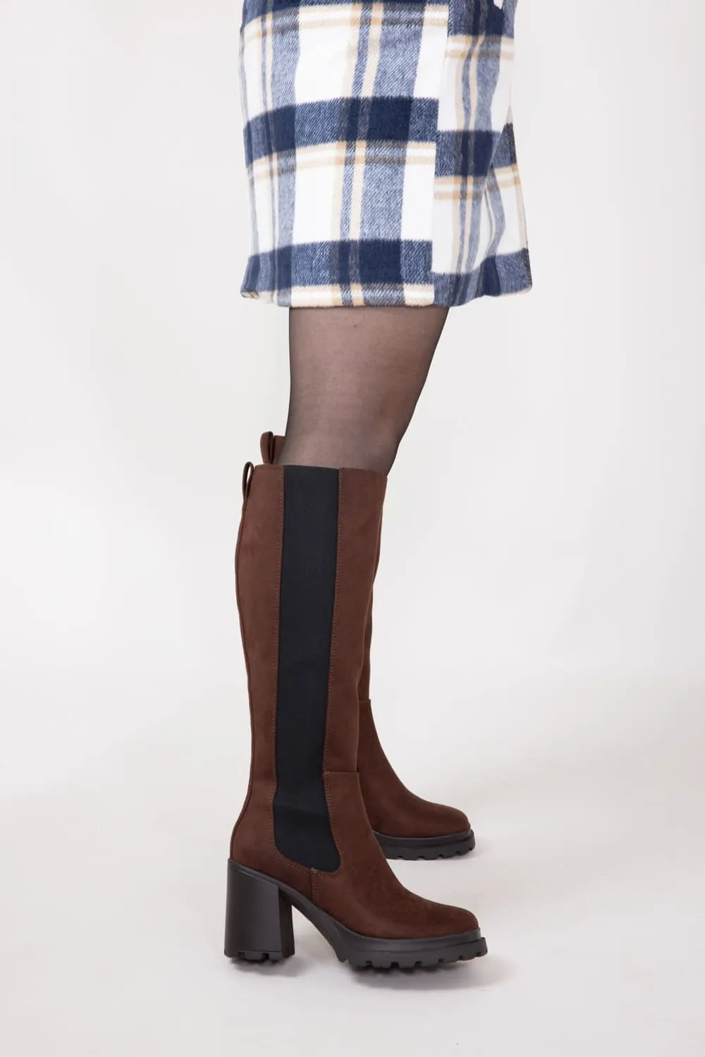 Soda Hyland Tall Lug Boots for Women in Brown  | HYLAND-S NEW LT BROWN