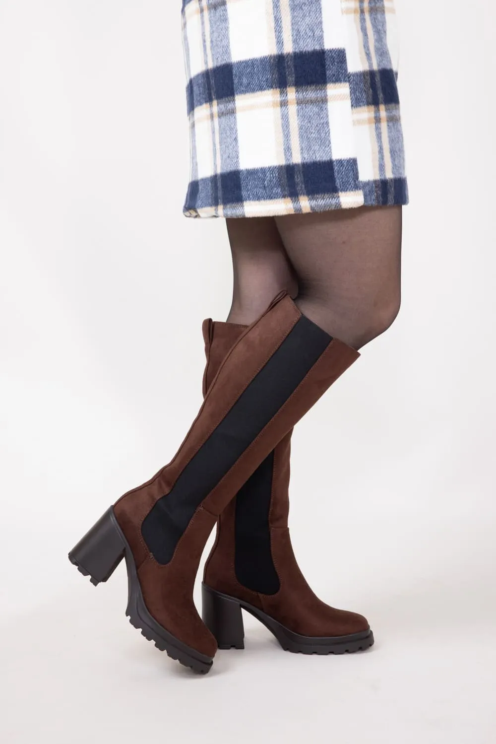 Soda Hyland Tall Lug Boots for Women in Brown  | HYLAND-S NEW LT BROWN