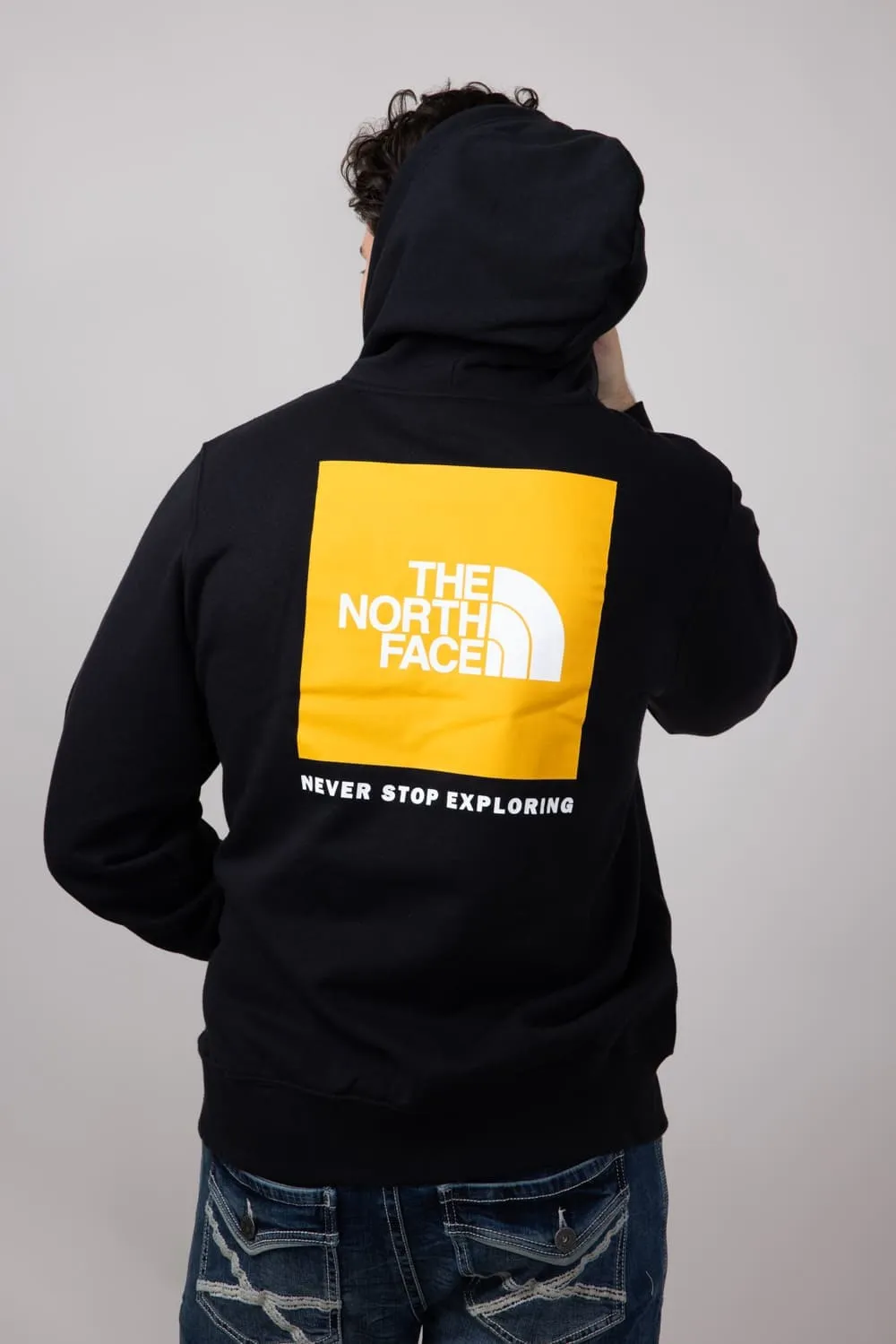The North Face Box Logo Hoodie for Men in Black/Yellow | NF0A7UNS-AGG-BLK