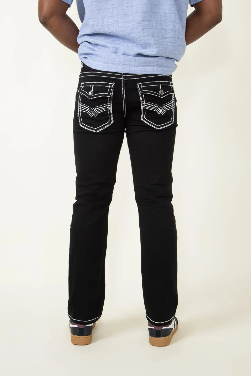 True Luck Wolf Bootcut Jeans for Men in Black | TL22031410-BLACK