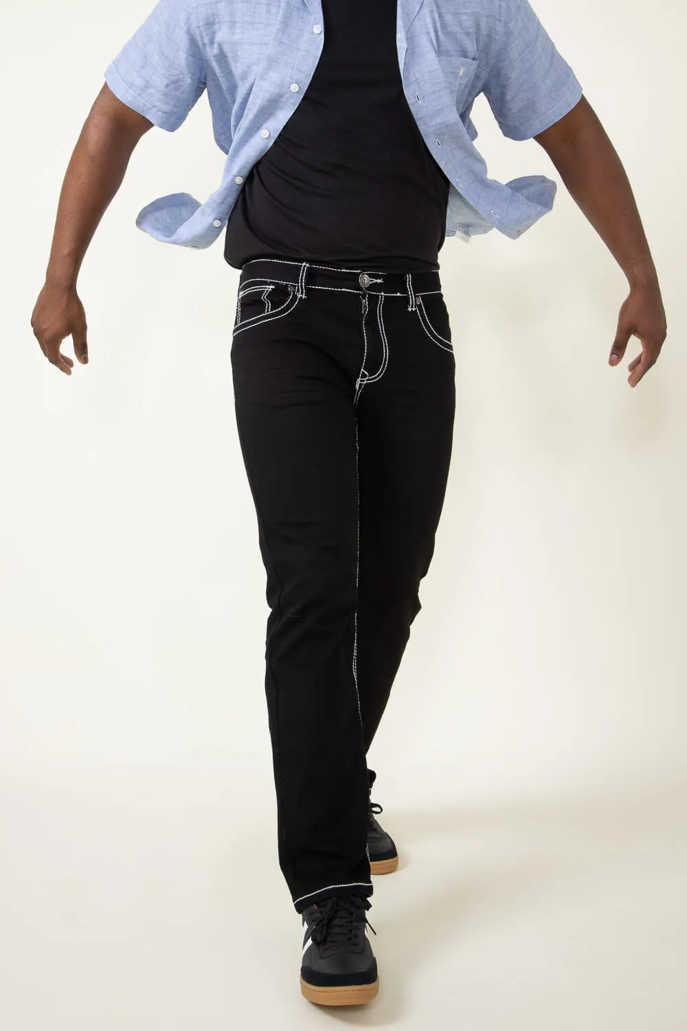 True Luck Wolf Bootcut Jeans for Men in Black | TL22031410-BLACK