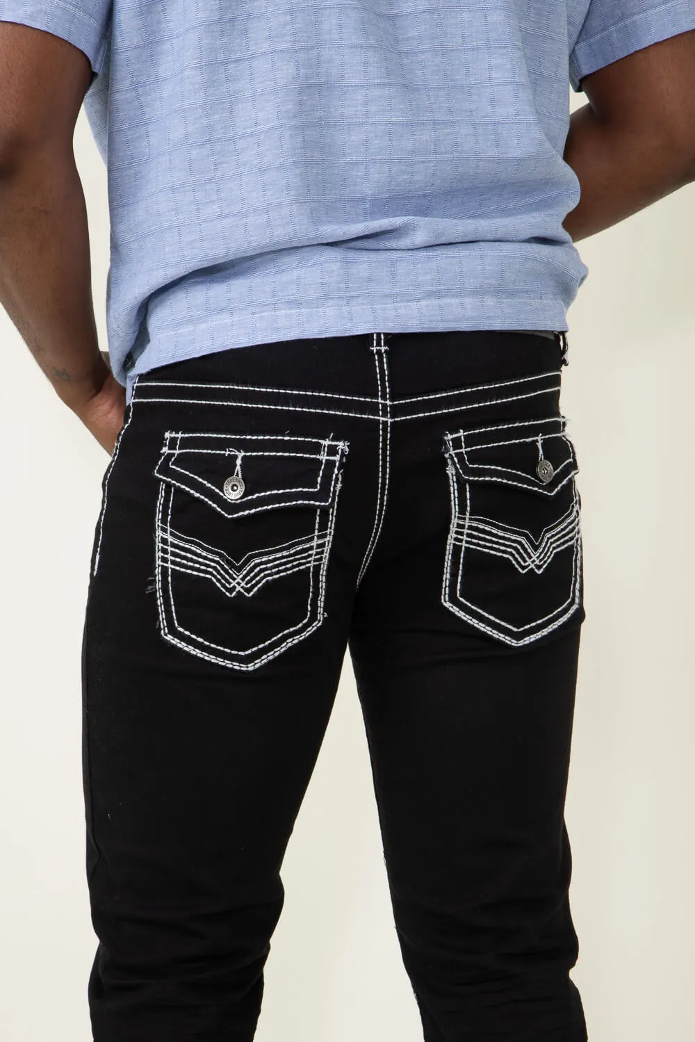 True Luck Wolf Bootcut Jeans for Men in Black | TL22031410-BLACK