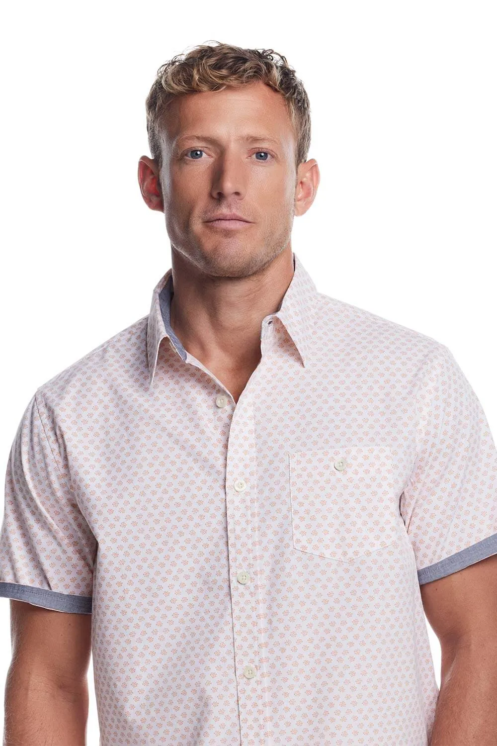 Weatherproof Vintage Cotton Poplin Button Up Shirt for Men in Peach Blossom | S2584244GK-PEACH BLOSSOM