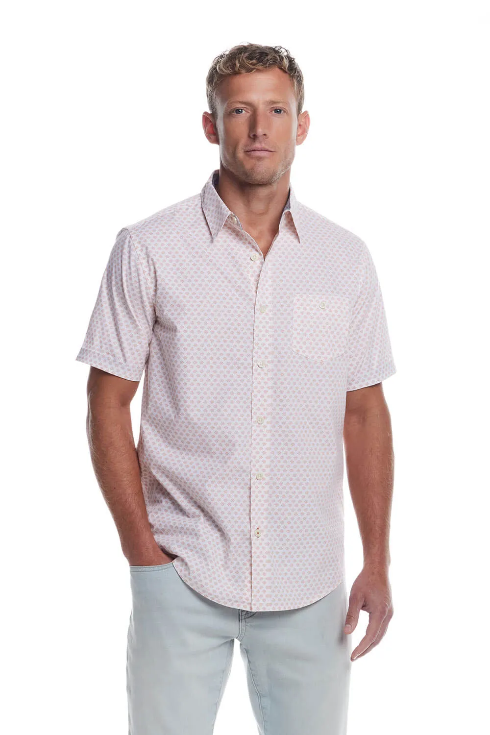 Weatherproof Vintage Cotton Poplin Button Up Shirt for Men in Peach Blossom | S2584244GK-PEACH BLOSSOM