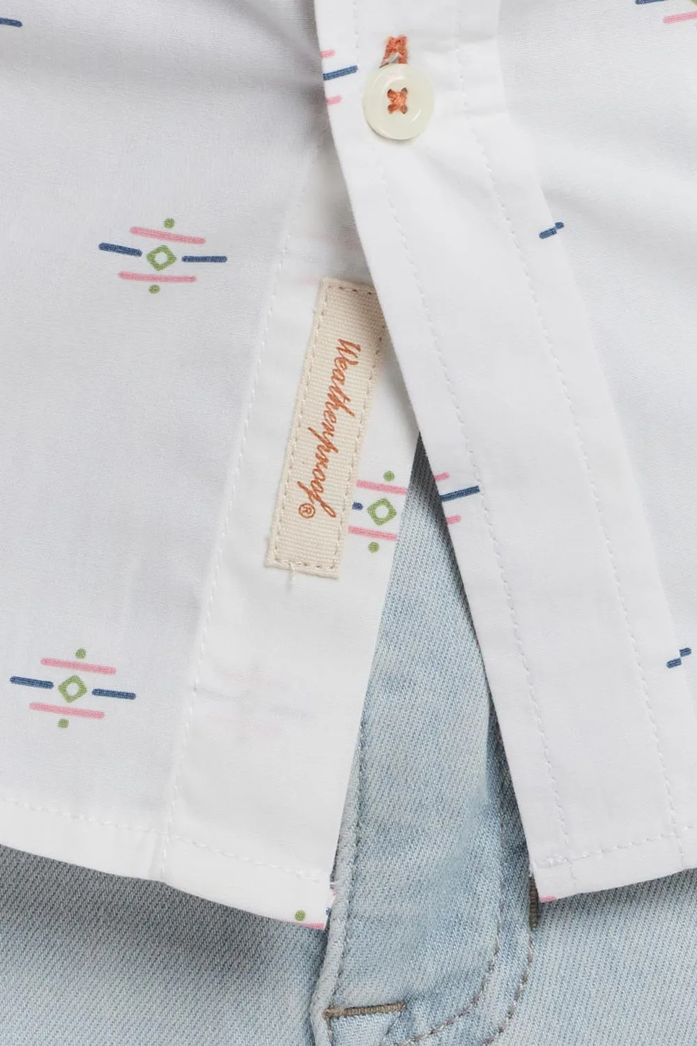 Weatherproof Vintage Cotton Poplin Button Up Shirt for Men in Southwest White | S2584244GK-SOUTHWEST WHITE