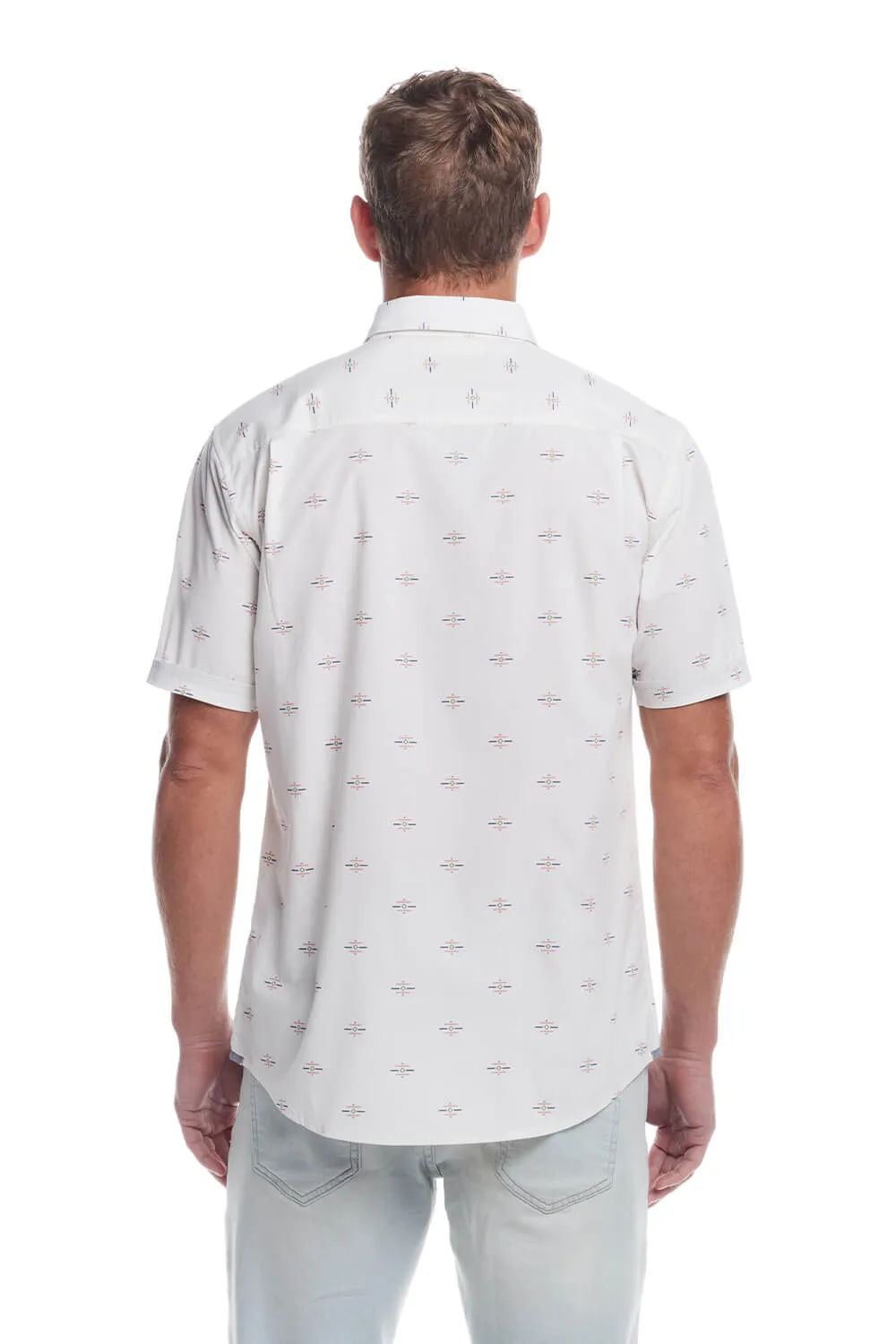 Weatherproof Vintage Cotton Poplin Button Up Shirt for Men in Southwest White | S2584244GK-SOUTHWEST WHITE