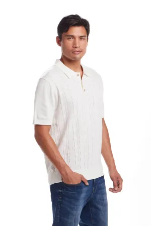 Weatherproof Vintage Pointele Sweater Polo for Men in Ecru | S2540671GK-ECRU