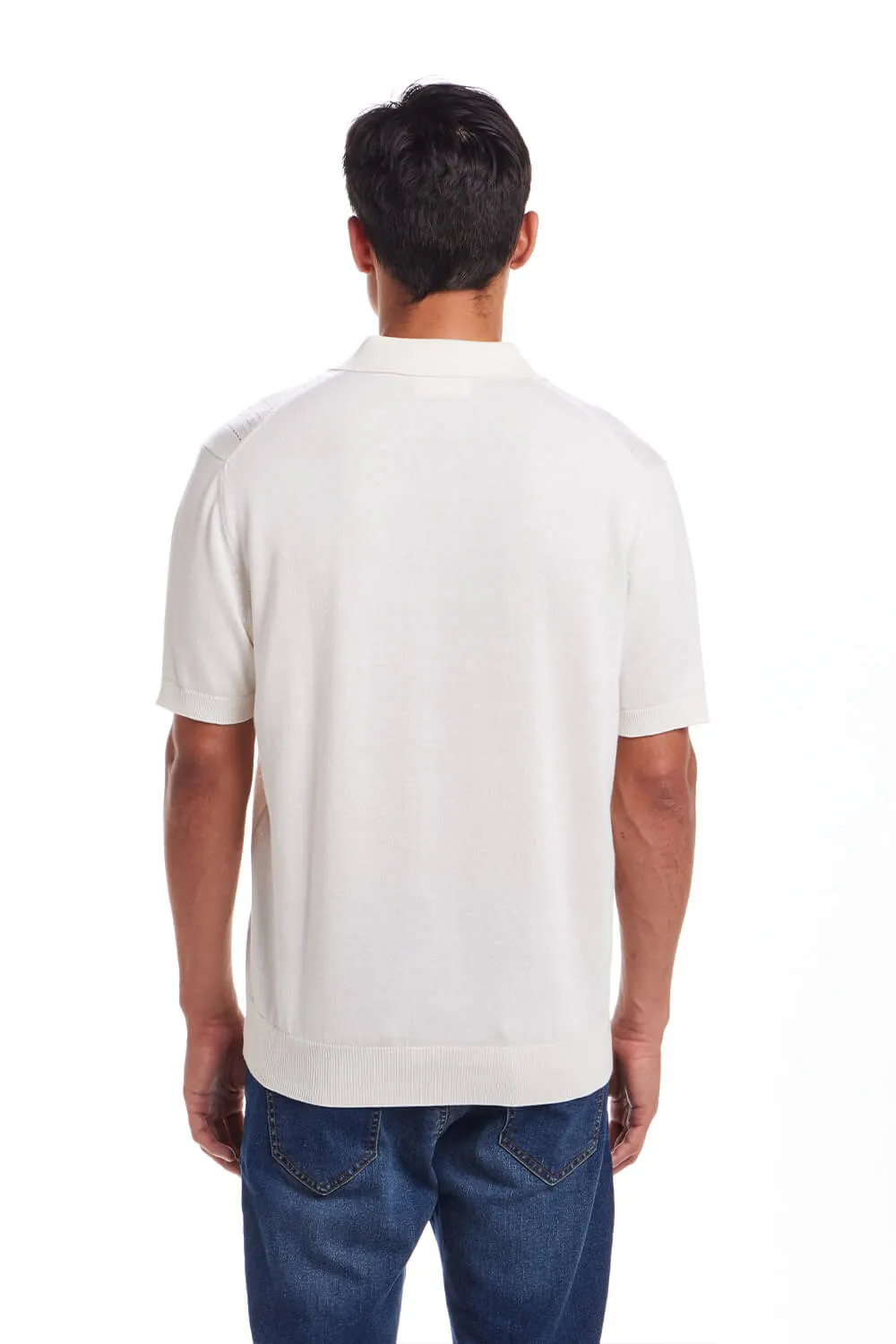 Weatherproof Vintage Pointele Sweater Polo for Men in Ecru | S2540671GK-ECRU