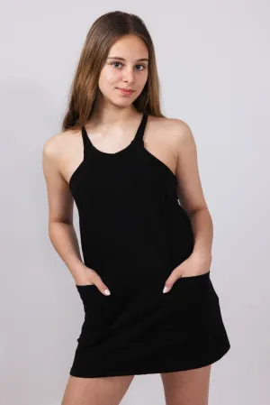 Youth Hidden Shorts Tank Dress for Girls in Black | GD479-BLACK